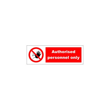 AUTHORISED PERSONNEL ONLY  (10x30cm) White Vin. IMO symbol 208545WV