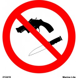 NO WEAPONS ALLOWED  (15x15cm) White Vin. IMO symbol 212419WV