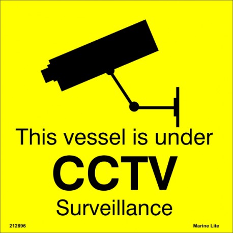 Señal IMO ESTE BUQUE ESTÁ BAJO LA VIGILANCIA CCTV (20x20cm) vinilo blanco autoadhesivo 212896YV