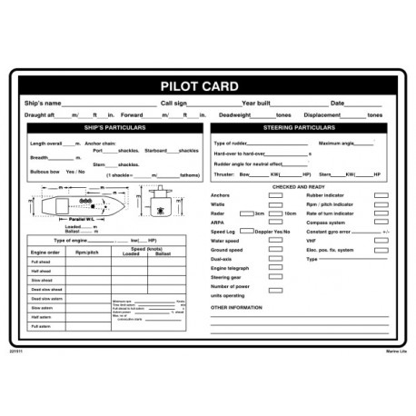 Póster PILOT CARD  (45x32cm) PVC IMO symbol 221511PVC