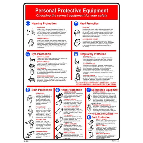 Póster PERSONAL PROTECTIVE EQUIPMENT  (45x32cm) White Vin. IMO symbol 221528WV