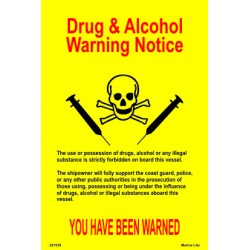Póster DRUGS & ALCOHOL WARNING Póster  (30x20cm) Yellow Vin. IMO symbol 221539YV