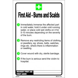 Póster FIRST AID-BURNS AND SCALDS  (30x20cm) White Vin. IMO symbol 221551WV