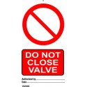 DO NOT CLOSE VALVE (7,5X15) SET 10 IMO sign 182520