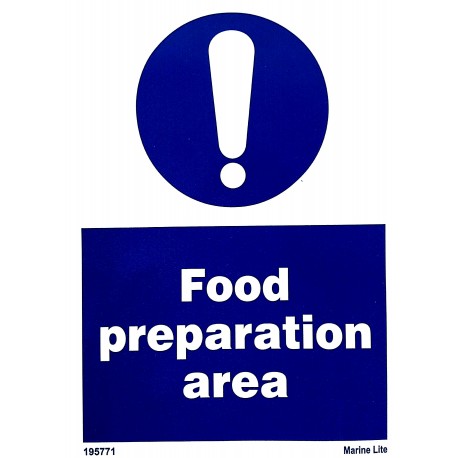 FOOD PREPARATION AREA  (20x15cm) White Vin. IMO sign 195771WV