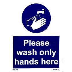 PLEASE WASH ONLY HANDS HERE  (20x15cm) White Vin. IMO sign 195760WV