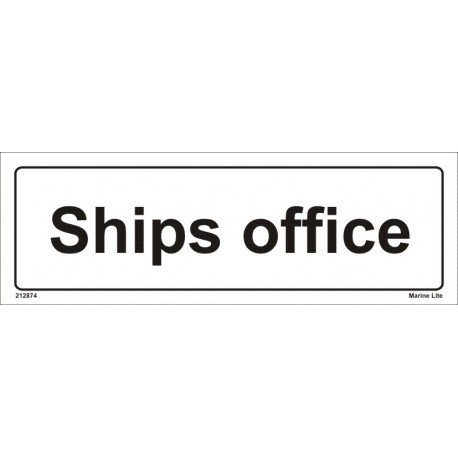 SHIPS OFFICE (10x30cm) White Vin. IMO sign 212874WV
