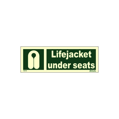 LIFEJACKETS UNDER SEATS (10x30cm) Phot.Vin. IMO sign 104130