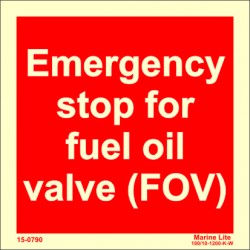 EMERGENCY STOP FOR FUEL OIL VALVE (FOV)  (15x15cm) Phot.Vin. IMO sign 15-0790