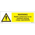 WARNING RADIO ANTENNAS... (10x30cm)  White Vin. IMO sign 187578WV