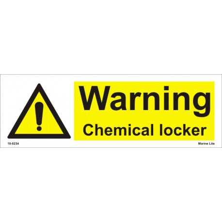 WARNING CHEMICAL LOCKER  (10x30cm) White Vin. IMO sign  18-0234WV