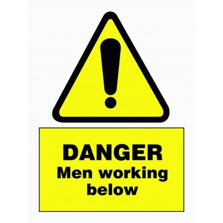 DANGER MEN WORKING BELOW (20X15) White Vin IMO sign 187567WV