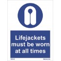 LIFEJACKETS MUST BE WORN AT ALL TIMES  (20x15cm) White Vin. IMO symbol 195742WV