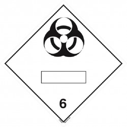 CLASS 6.2 INFECTIOUS SUBSTANCE WITH PANEL FOR UN NUMBER (25x25cm) White Vin. IMO symbol 172241 MAC WV