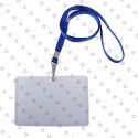 Plastic Badge for ID, Identificador plástico con pinza y cordón plano 9,4x6cm