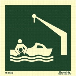 DAVIT LAUNCHED RESCUE BOAT  (15x15cm) Phot.Vin. IMO sign 10-0612
