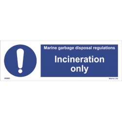 INCINERATION ONLY  (10x30cm) White Vin. IMO sign 195693WV