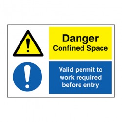 DANGER CONFINED SPACE / VALID PERMIT  (20x30cm) White Vin. IMO sign 173117WV