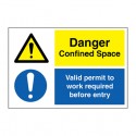 DANGER CONFINED SPACE / VALID PERMIT (20x30cm) White Vin. IMO sign 173117WV
