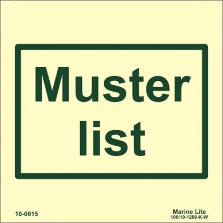MUSTER LIST (15X15) Photol. Vin IMO sign 10-0615