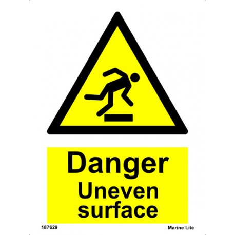Danger uneven surface  (20x15cm) White Vin. IMO sign 187629WV