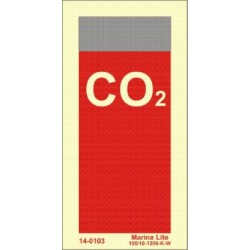 SUPPLEMENTARY SIGN IDENTIFYING EXTINGUISHING MEDIA: CO2 (15x7,5cm) Phot.Vin. IMO sign 14-0103