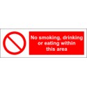 NO SMOKING DRINKING OR EATING WITHIN THIS AREA  (10x30cm) White Vin. IMO symbol 208566WV