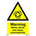 WARNING MOTOR STARTS & STOPS AUTO (20x15cm) White Vin. IMO sign 187557WV / WSS018