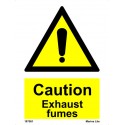 CAUTION EXHAUST FUMES  (20x15cm) White Vin. IMO sign 187561WV